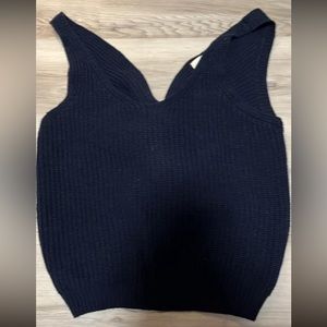 Navy blue sleeveless/off the shoulder sweater